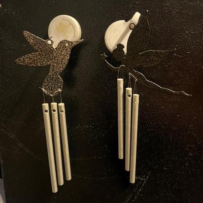 Sale Photo Thumbnail #744: Metal windchime magnets of a hummingbird and tinkerbell