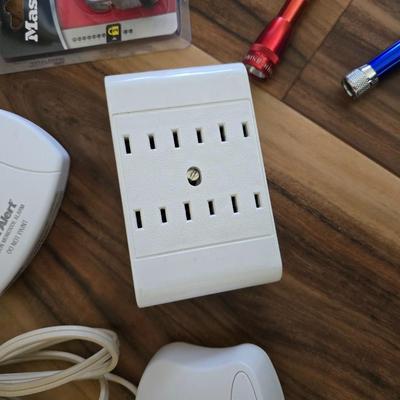 Home Utility & Hardware Essentials Lot – Cords, Timers, Alarms, Locks & More
