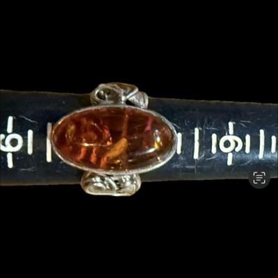 Vintage sterling silver W/ amber stone