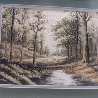 Set of Three Framed Hand Made Needlework Landscape Design Hangings- Approx 14 1/4" x 16 1/2"
