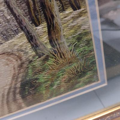 Set of Three Framed Hand Made Needlework Landscape Design Hangings- Approx 14 1/4" x 16 1/2"