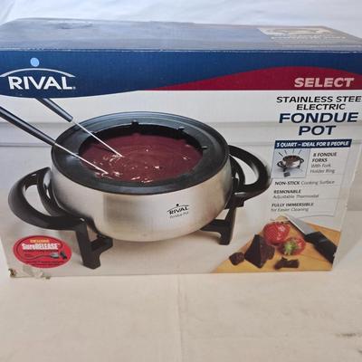 Electric Fondue Pot Set – Rival Stainless Steel + Vintage Fondue Forks