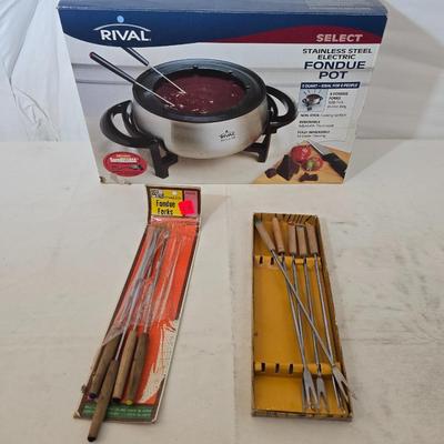 Electric Fondue Pot Set – Rival Stainless Steel + Vintage Fondue Forks