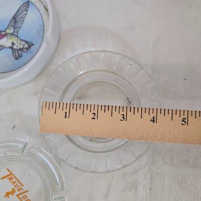 Lot of 6 Vintage Ashtrays – Travel Lodge, Motel, & Novelty Glassware