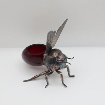 Art Deco Style Silverplate Bee Honey Dish