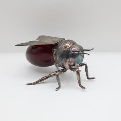Art Deco Style Silverplate Bee Honey Dish