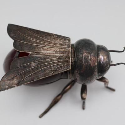 Art Deco Style Silverplate Bee Honey Dish