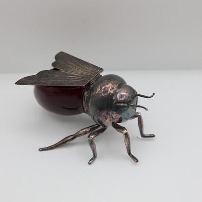 Art Deco Style Silverplate Bee Honey Dish
