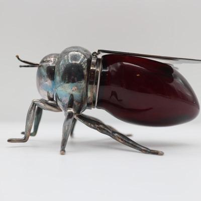 Art Deco Style Silverplate Bee Honey Dish