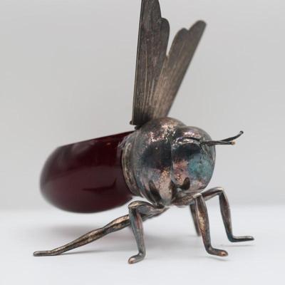 Art Deco Style Silverplate Bee Honey Dish