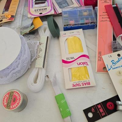 Large Vintage Sewing Notions Lot – Lace, Zippers, Buttons, Trims & More