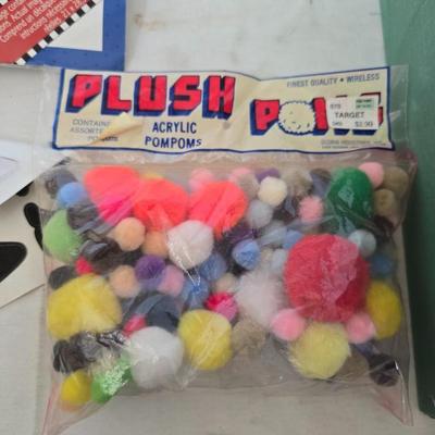 Mixed Craft & Sewing Lot – Iron-On Transfers, Pom-Poms, Buttons, Power Scissors & More