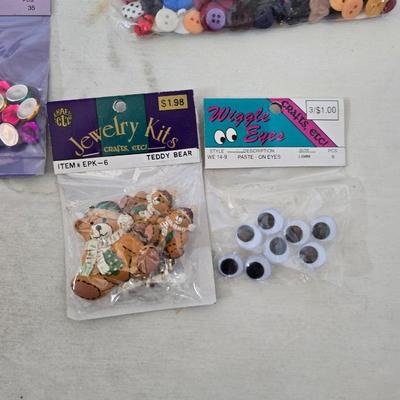 Mixed Craft & Sewing Lot – Iron-On Transfers, Pom-Poms, Buttons, Power Scissors & More