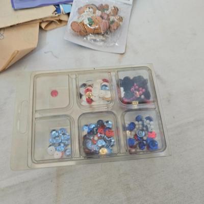 Mixed Craft & Sewing Lot – Iron-On Transfers, Pom-Poms, Buttons, Power Scissors & More