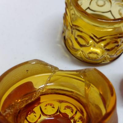 Collection of Amber and Amberina Glass- LE Smith Moon and Stars- Two Canisters and Salt & Pepper Shakers