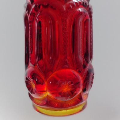 Collection of Amber and Amberina Glass- LE Smith Moon and Stars- Two Canisters and Salt & Pepper Shakers