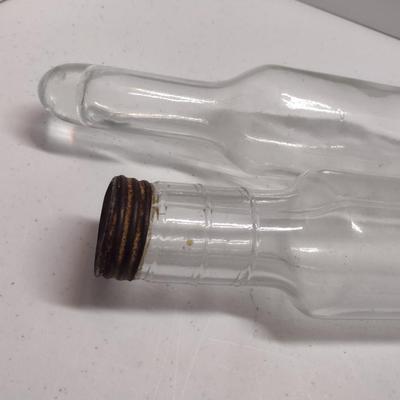 Pair of Fillable Glass Rolling Pins- One with Screw-on Metal Cap, One with Cork Stopper
