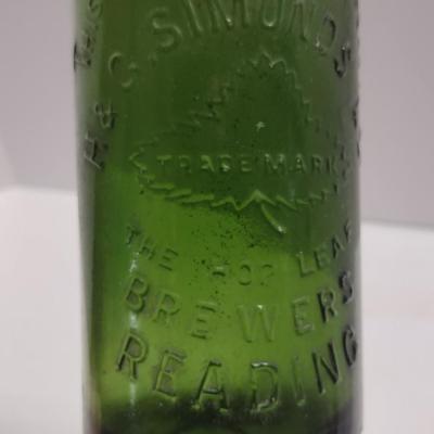 Vintage Green Glass Bottle- The Hop Leaf Brewers Reading, PA