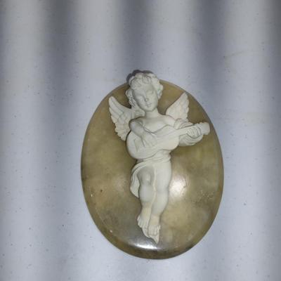Italian Cherub on Stone Wall Art- Approx 4 3/4" x 6"