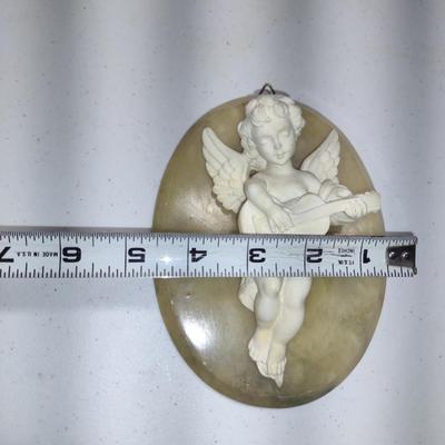 Italian Cherub on Stone Wall Art- Approx 4 3/4" x 6"
