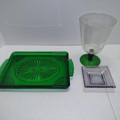 Collection of Colored Glass- Three Pieces