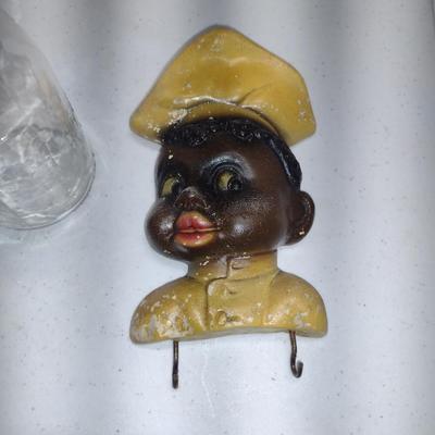 Collection of Vintage Home Decor- Chalkware Hook, Milk Bottle, Cookie Roller