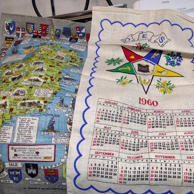 Collection of Kitchen and Table Linens- Calendar and Souvenir Towels, Embroidered Hand Towels