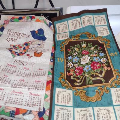 Collection of Kitchen and Table Linens- Calendar and Souvenir Towels, Embroidered Hand Towels