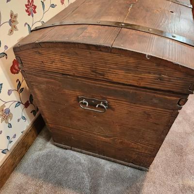 Antique Dome Top Wooden Trunk