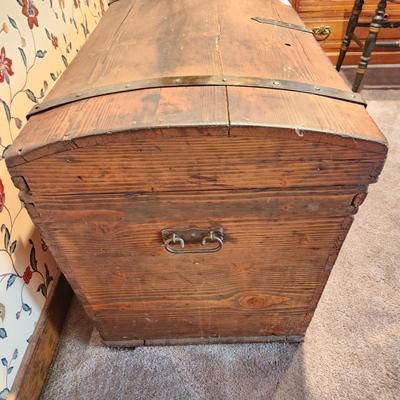 Antique Dome Top Wooden Trunk