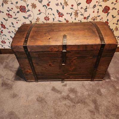 Antique Dome Top Wooden Trunk