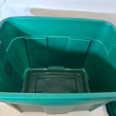 Lot of 4 Large Heavy-Duty Green Storage Totes – Stackable Plastic Bins