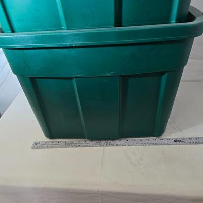 Lot of 4 Large Heavy-Duty Green Storage Totes – Stackable Plastic Bins