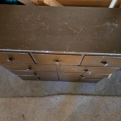 Vintage 9-Drawer Wood Dresser – Rustic Utility Storage Piece