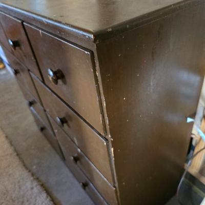 Vintage 9-Drawer Wood Dresser – Rustic Utility Storage Piece