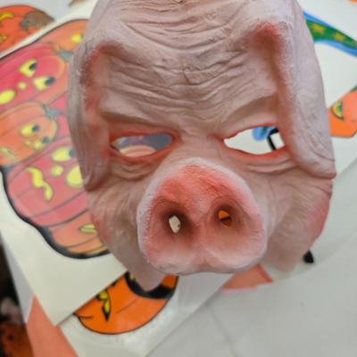 Large Halloween Decor & Costume Accessory Lot – Plush, Pig face, Witch "splat" decoration, & More!