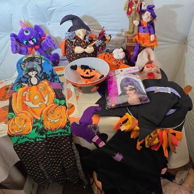 Large Halloween Decor & Costume Accessory Lot – Plush, Pig face, Witch "splat" decoration, & More!