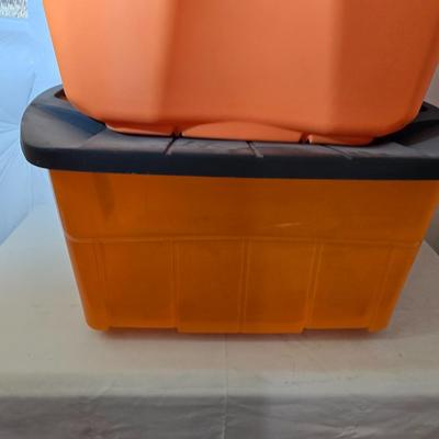 Lot of 4 Heavy-Duty Storage Totes – Bright Colored Plastic Bins with Lids