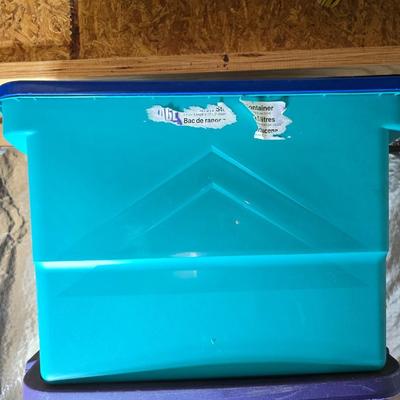 Lot of 4 Heavy-Duty Storage Totes – Bright Colored Plastic Bins with Lids