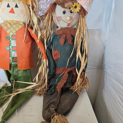 Set of 3 Harvest Scarecrow Figures – Fall Porch or Indoor Decor