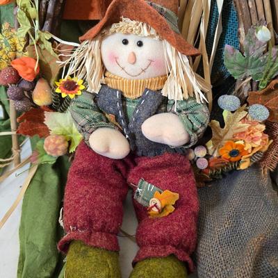 Set of 3 Harvest Scarecrow Figures – Fall Porch or Indoor Decor