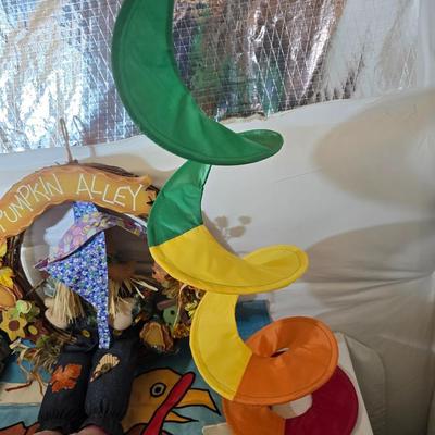 Thanksgiving & Harvest Decor Lot – Scarecrows, Faux Fruit, Pumpkin Alley Sign, & More!