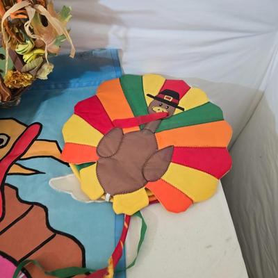 Thanksgiving & Harvest Decor Lot – Scarecrows, Faux Fruit, Pumpkin Alley Sign, & More!