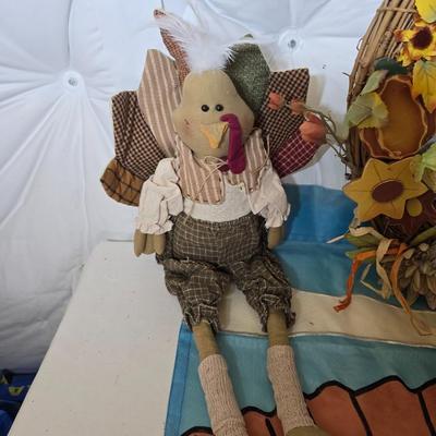 Thanksgiving & Harvest Decor Lot – Scarecrows, Faux Fruit, Pumpkin Alley Sign, & More!
