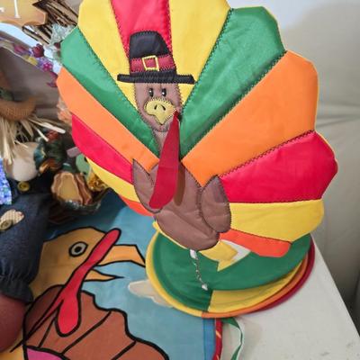 Thanksgiving & Harvest Decor Lot – Scarecrows, Faux Fruit, Pumpkin Alley Sign, & More!