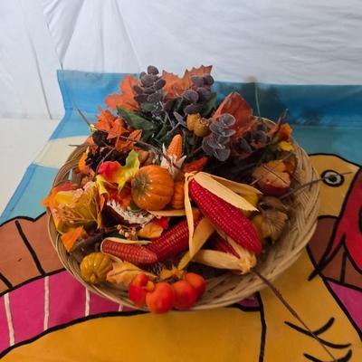 Thanksgiving & Harvest Decor Lot – Scarecrows, Faux Fruit, Pumpkin Alley Sign, & More!