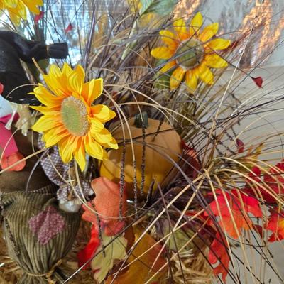 Fall Harvest Welcome Display Lot – Scarecrow on straw bale, Pumpkins, Florals & More