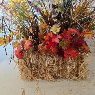 Fall Harvest Welcome Display Lot – Scarecrow on straw bale, Pumpkins, Florals & More