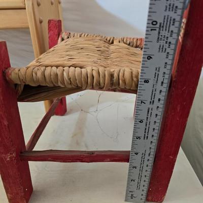 Vintage Cabbage Patch like Kids Plush Dolls with Wooden Doll Bench & Mini Rocker Chair