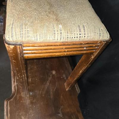 Vintage Art Deco Vanity with Mirror & Upholstered Stool – Waterfall Style